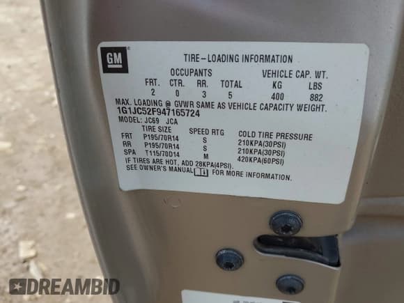 ✅ 2004 Chevrolet Cavalier • VIN: 1G1JC52F947165724 • Lot: 42564483. Listed on IAAI with 84,773 mi. Free auction sales archive from the USA and detailed vehicle history report at DreamBid. Image 9.