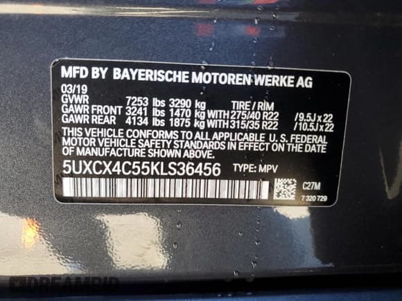 ✅ 2019 BMW X7 xDrive50i • VIN: 5UXCX4C55KLS36456 • Lot: 89858255. Listed on Copart with 61,372 mi. Free auction sales archive from the USA and detailed vehicle history report at DreamBid. Image 13.