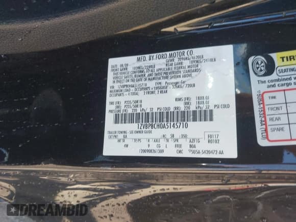 ✅ 2010 Ford Mustang GT • VIN: 1ZVBP8CH0A5145710 • Lot: 42118538. Listed on IAAI with 152,264 mi. Free auction sales archive from the USA and detailed vehicle history report at DreamBid. Image 9.