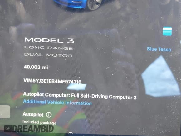 ✅ 2021 Tesla Model 3 Long Range • VIN: 5YJ3E1EB4MF974716 • Lot: 42225007. Wystawiony na IAAI z przebiegiem 40 003 mil. Bezpłatny archiwum sprzedaży aukcyjnych z USA i szczegółowy raport historii pojazdu na DreamBid. Zdjęcie 7.