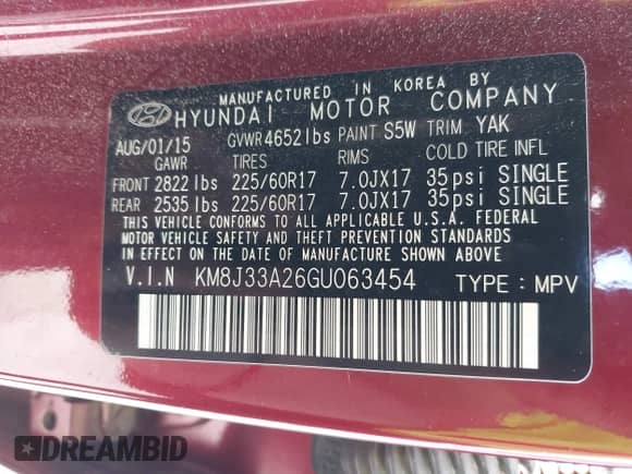 2016 Hyundai Tucson Limited z VIN KM8J33A26GU063454, wystawiony jako IAAI lot #41975782 z przebiegiem 74 519 mil mil oraz . Historia ofert i sprzedaży dostępna na DreamBid. Obrazek 9.