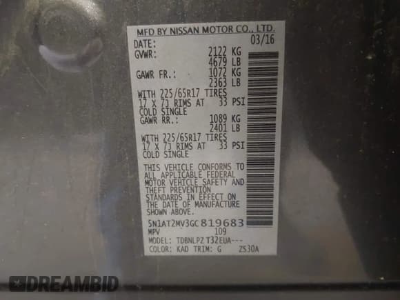 ✅ 2016 Nissan Rogue SL • VIN: 5N1AT2MV3GC819683 • Лот: 42596174. Опубликован ранее на IAAI с пробегом 161 977 миль. Бесплатный доступ к архиву аукционных продаж из США и подробный отчёт об истории автомобиля на DreamBid. Изображение 9.