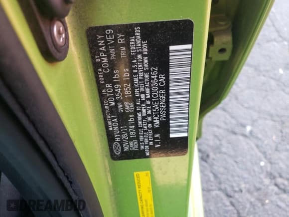 ✅ 2012 Hyundai Accent GS • VIN: KMHCT5AE1CU036462 • Лот: 77466224. Опубликован ранее на Copart с пробегом 106 531 миль. Бесплатный доступ к архиву аукционных продаж из США и подробный отчёт об истории автомобиля на DreamBid. Изображение 14.