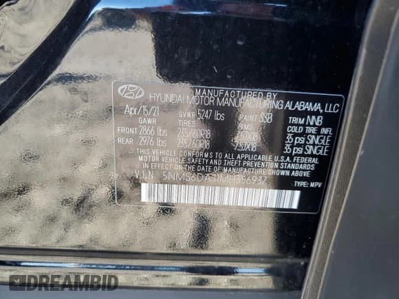 ✅ 2021 Hyundai Santa Fe SEL • VIN: 5NMS6DAJ1MH356937 • Lot: 78811203. Wystawiony na Copart z przebiegiem 43 516 mil. Bezpłatny archiwum sprzedaży aukcyjnych z USA i szczegółowy raport historii pojazdu na DreamBid. Zdjęcie 13.