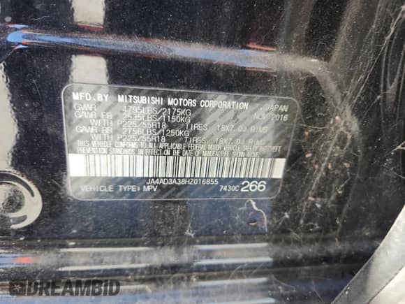 2017 Mitsubishi Outlander SE с VIN JA4AD3A38HZ016855, выставлен на аукционе Copart как лот 87389795 с пробегом 106 181 миль миль и Списание • Salvage title. История ставок и продаж доступна на DreamBid. Изображение 13.