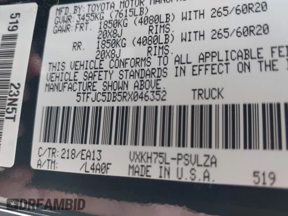 ✅ 2024 Toyota Tundra Limited Hybrid • VIN: 5TFJC5DB5RX046352 • Lot: 42139232. Wystawiony na IAAI z przebiegiem 22 189 mil. Bezpłatny archiwum sprzedaży aukcyjnych z USA i szczegółowy raport historii pojazdu na DreamBid. Zdjęcie 9.