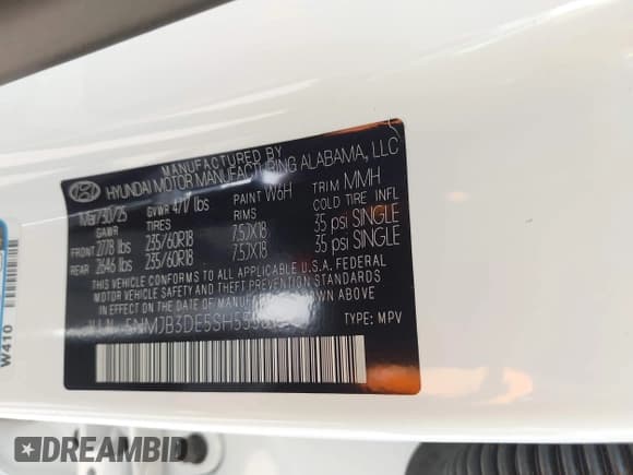 ✅ 2025 Hyundai Tucson SEL • VIN: 5NMJB3DE5SH555616 • Лот: 43202065. Опубликован ранее на IAAI с пробегом 271 миль. Бесплатный доступ к архиву аукционных продаж из США и подробный отчёт об истории автомобиля на DreamBid. Изображение 9.