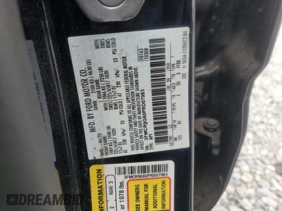 ✅ 2023 Ford Bronco Sport Heritage • VIN: 3FMCR9G60PRD07983 • Лот: 80832125. Опубликован ранее на Copart с пробегом 43 045 миль. Бесплатный доступ к архиву аукционных продаж из США и подробный отчёт об истории автомобиля на DreamBid. Изображение 14.