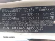 ✅ 2003 Hyundai Elantra GLS • VIN: KMHDN45D43U583025 • Lot: 42105683. Wystawiony na IAAI z przebiegiem 209 463 mil. Bezpłatny archiwum sprzedaży aukcyjnych z USA i szczegółowy raport historii pojazdu na DreamBid. Zdjęcie 9.