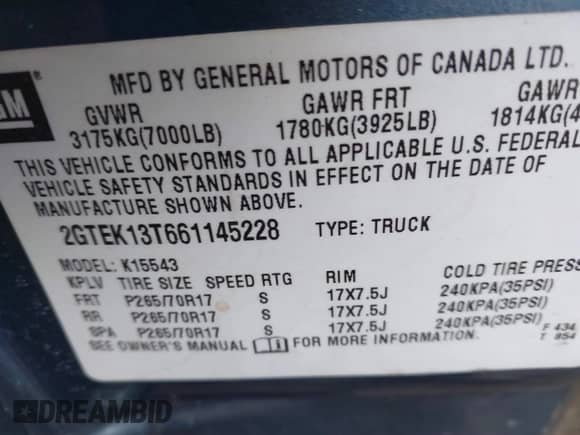2006 GMC Sierra 1500 SLE1 с VIN 2GTEK13T661145228, выставлен на аукционе IAAI как лот 41668805 с пробегом 183 860 миль миль и . История ставок и продаж доступна на DreamBid. Изображение 9.