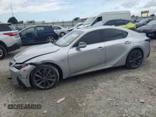 2023 Lexus IS 350 F Sport with VIN JTHGZ1E20P5028736, listed as a Copart auction lot 61304645 with 43,888 mi miles and Salvage title. Bid and sale history available at DreamBid. Image 1.