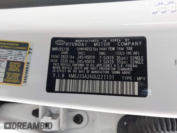 ✅ 2016 Hyundai Tucson Limited • VIN: KM8J33A26GU221131 • Лот: 43500624. Опубликован ранее на IAAI с пробегом 126 733 миль. Бесплатный доступ к архиву аукционных продаж из США и подробный отчёт об истории автомобиля на DreamBid. Изображение 9.