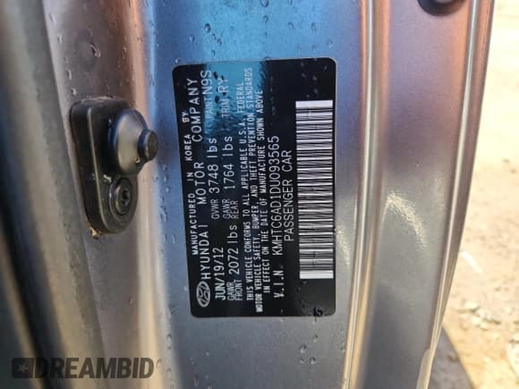 ✅ 2013 Hyundai Veloster w/Black Int • VIN: KMHTC6AD1DU093565 • Lot: 90691545. Listed on Copart with 137,383 mi. Free auction sales archive from the USA and detailed vehicle history report at DreamBid. Image 13.