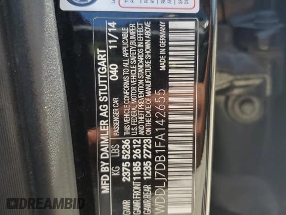 ✅ 2015 Mercedes-Benz CLS 550 • VIN: WDDLJ7DB1FA142655 • Лот: 56963035. Опубликован ранее на Copart с пробегом 168 484 миль. Бесплатный доступ к архиву аукционных продаж из США и подробный отчёт об истории автомобиля на DreamBid. Изображение 12.