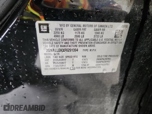 2015 Chevrolet Equinox L z VIN 2GNALLEKXF6291394, wystawiony jako Copart lot #62942605 z przebiegiem 138 113 mil mil oraz Czysty tytuł • Clean title. Historia ofert i sprzedaży dostępna na DreamBid. Obrazek 12.