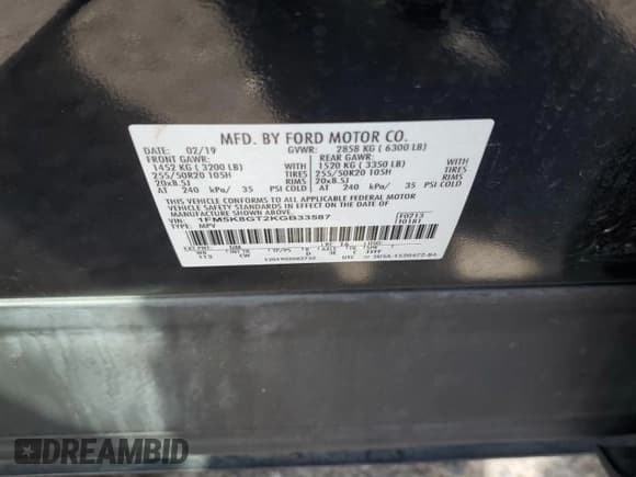 ✅ 2019 Ford Explorer Sport • VIN: 1FM5K8GT2KGB33587 • Lot: 85859735. Wystawiony na Copart z przebiegiem 74 287 mil. Bezpłatny archiwum sprzedaży aukcyjnych z USA i szczegółowy raport historii pojazdu na DreamBid. Zdjęcie 13.