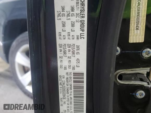 ✅ 2013 Jeep Compass Latitude • VIN: 1C4NJDEB9DD228436 • Лот: 58547555. Опубликован ранее на Copart с пробегом 150 138 миль. Бесплатный доступ к архиву аукционных продаж из США и подробный отчёт об истории автомобиля на DreamBid. Изображение 13.