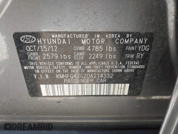 ✅ 2013 Hyundai Azera • VIN: KMHFG4JG2DA214332 • Lot: 43085492. Wystawiony na IAAI z przebiegiem 97 689 mil. Bezpłatny archiwum sprzedaży aukcyjnych z USA i szczegółowy raport historii pojazdu na DreamBid. Zdjęcie 9.