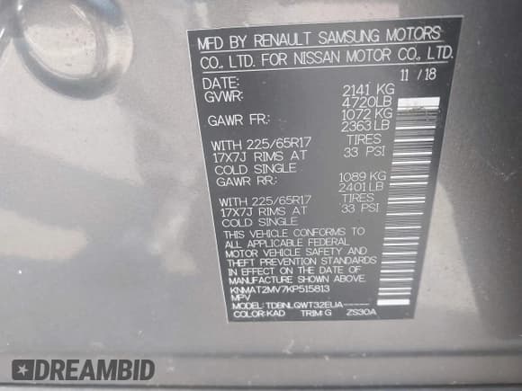 ✅ 2019 Nissan Rogue SV • VIN: KNMAT2MV7KP515813 • Lot: 40533759. Listed on IAAI with 17,393 mi. Free auction sales archive from the USA and detailed vehicle history report at DreamBid. Image 9.