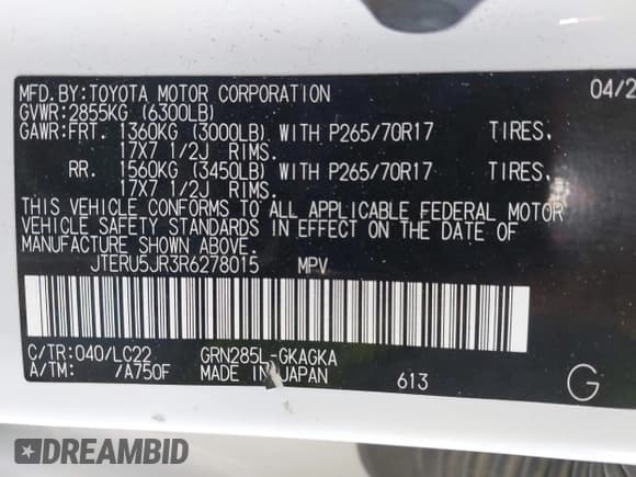 ✅ 2024 Toyota 4Runner TRD Off Road Premium • VIN: JTERU5JR3R6278015 • Лот: 43608007. Опубликован ранее на IAAI с пробегом 3 263 миль. Бесплатный доступ к архиву аукционных продаж из США и подробный отчёт об истории автомобиля на DreamBid. Изображение 9.