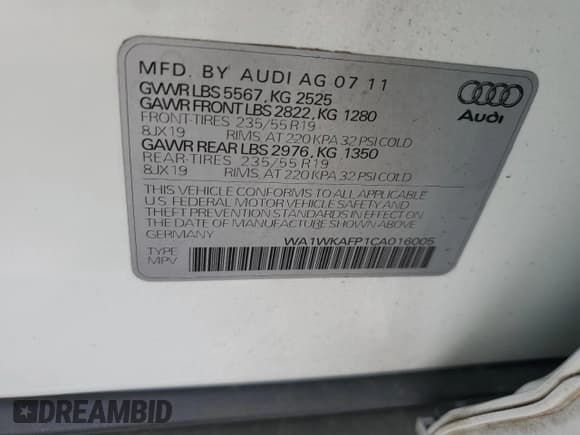 ✅ 2012 Audi Q5 Prestige • VIN: WA1WKAFP1CA016005 • Lot: 58463445. Listed on Copart with 167,431 mi. Free auction sales archive from the USA and detailed vehicle history report at DreamBid. Image 13.