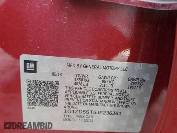 2018 Chevrolet Malibu LT with VIN 1G1ZD5ST5JF236361, listed as a Copart auction lot 84451805 with 90,952 mi miles and Clean title. Bid and sale history available at DreamBid. Image 12.