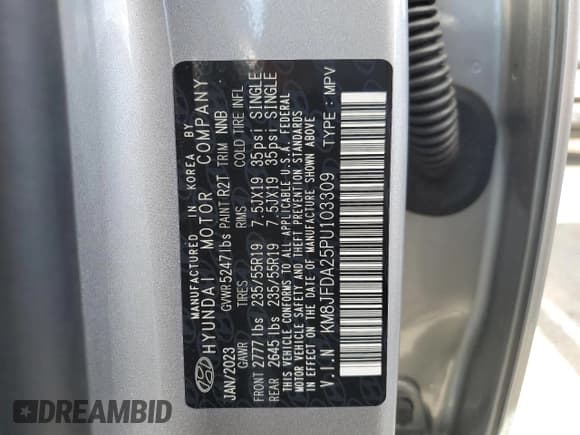 ✅ 2023 Hyundai Tucson Limited • VIN: KM8JFDA25PU103309 • Lot: 75546854. Wystawiony na Copart z przebiegiem 30 144 mil. Bezpłatny archiwum sprzedaży aukcyjnych z USA i szczegółowy raport historii pojazdu na DreamBid. Zdjęcie 14.