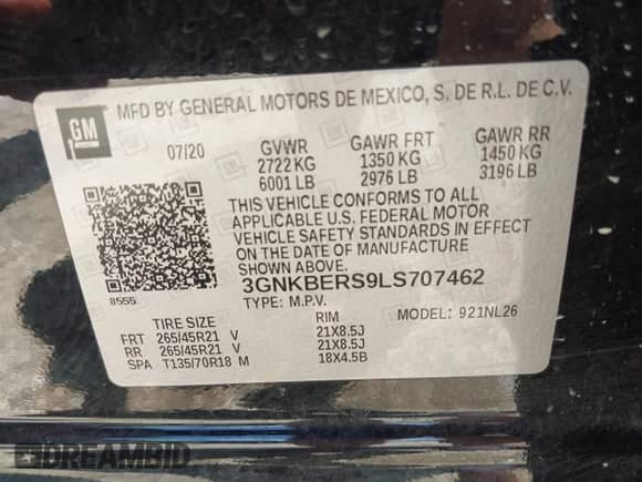 2020 Chevrolet Blazer RS с VIN 3GNKBERS9LS707462, выставлен на аукционе IAAI как лот 42669712 с пробегом 46 700 миль миль и . История ставок и продаж доступна на DreamBid. Изображение 9.