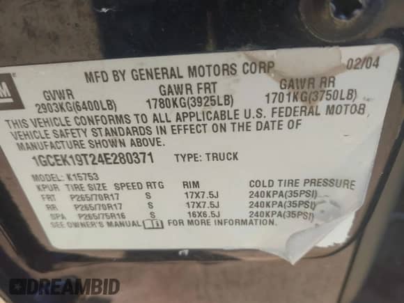 2004 Chevrolet Silverado 1500 с VIN 1GCEK19T24E280371, выставлен на аукционе IAAI как лот 42233262 с пробегом Не указан миль и . История ставок и продаж доступна на DreamBid. Изображение 9.