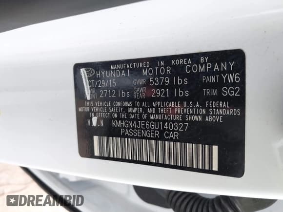 ✅ 2016 Hyundai Genesis 3.8L • VIN: KMHGN4JE6GU140327 • Lot: 41623499. Wystawiony na IAAI z przebiegiem 72 942 mil. Bezpłatny archiwum sprzedaży aukcyjnych z USA i szczegółowy raport historii pojazdu na DreamBid. Zdjęcie 9.