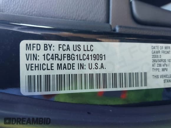 ✅ 2020 Jeep Grand Cherokee Limited • VIN: 1C4RJFBG1LC419091 • Лот: 43619735. Опубликован ранее на IAAI с пробегом 80 763 миль. Бесплатный доступ к архиву аукционных продаж из США и подробный отчёт об истории автомобиля на DreamBid. Изображение 9.