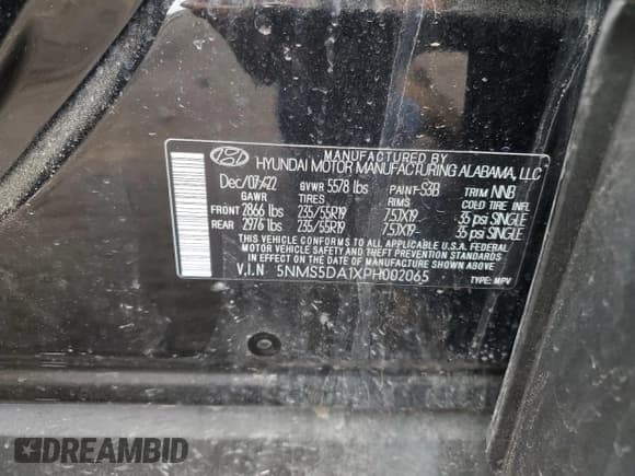 ✅ 2023 Hyundai Santa Fe Limited • VIN: 5NMS5DA1XPH002065 • Lot: 59898194. Wystawiony na Copart z przebiegiem 37 169 mil. Bezpłatny archiwum sprzedaży aukcyjnych z USA i szczegółowy raport historii pojazdu na DreamBid. Zdjęcie 13.