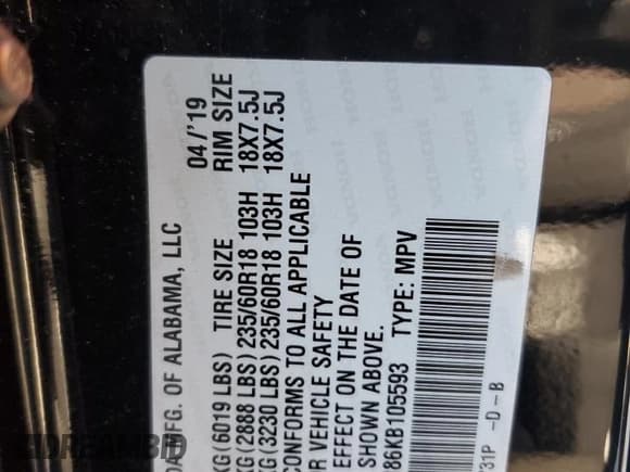 ✅ 2019 Honda Odyssey Touring • VIN: 5FNRL6H86KB105593 • Lot: 91492975. Listed on Copart with 65,155 mi. Free auction sales archive from the USA and detailed vehicle history report at DreamBid. Image 13.