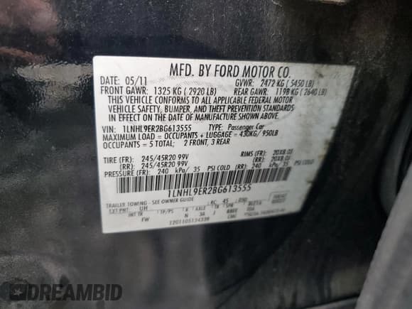 ✅ 2011 Lincoln MKS • VIN: 1LNHL9ER2BG613555 • Lot: 61071625. Wystawiony na Copart z przebiegiem 223 248 mil. Bezpłatny archiwum sprzedaży aukcyjnych z USA i szczegółowy raport historii pojazdu na DreamBid. Zdjęcie 13.