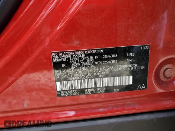 ✅ 2024 Subaru Solterra Touring • VIN: JTMABABA3RA046620 • Lot: 62576185. Wystawiony na Copart z przebiegiem 4 505 mil. Bezpłatny archiwum sprzedaży aukcyjnych z USA i szczegółowy raport historii pojazdu na DreamBid. Zdjęcie 12.