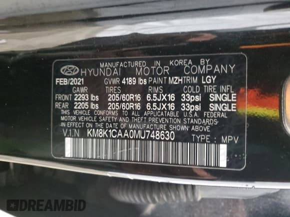 ✅ 2021 Hyundai Kona SE • VIN: KM8K1CAA0MU748630 • Лот: 49345644. Опубликован ранее на Copart с пробегом 55 331 миль. Бесплатный доступ к архиву аукционных продаж из США и подробный отчёт об истории автомобиля на DreamBid. Изображение 12.