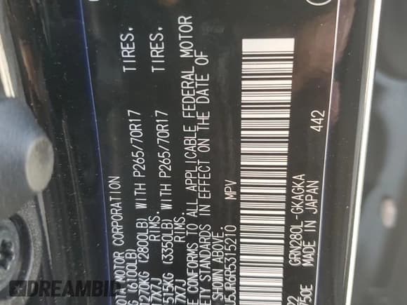 ✅ 2024 Toyota 4Runner SR5 • VIN: JTEEU5JR6R5315210 • Lot: 48250785. Listed on Copart with 6,321 mi. Free auction sales archive from the USA and detailed vehicle history report at DreamBid. Image 14.