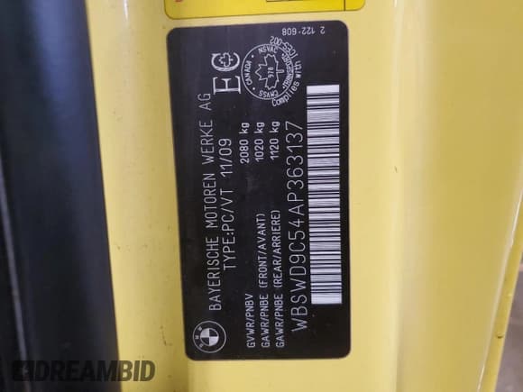 ✅ 2010 BMW M3 • VIN: WBSWD9C54AP363137 • Лот: 84469124. Опубликован ранее на Copart с пробегом Не указан. Бесплатный доступ к архиву аукционных продаж из США и подробный отчёт об истории автомобиля на DreamBid. Изображение 12.