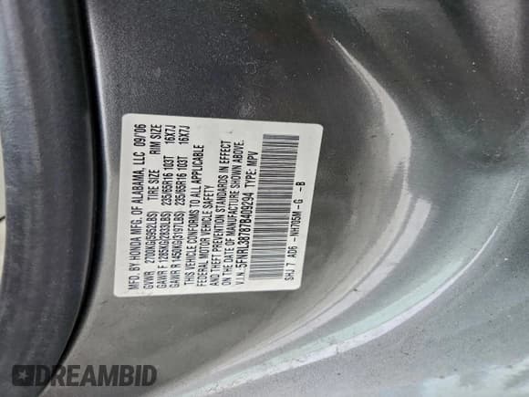 ✅ 2007 Honda Odyssey EX-L • VIN: 5FNRL38787B409294 • Лот: 93181495. Опубликован ранее на Copart с пробегом 211 759 миль. Бесплатный доступ к архиву аукционных продаж из США и подробный отчёт об истории автомобиля на DreamBid. Изображение 13.