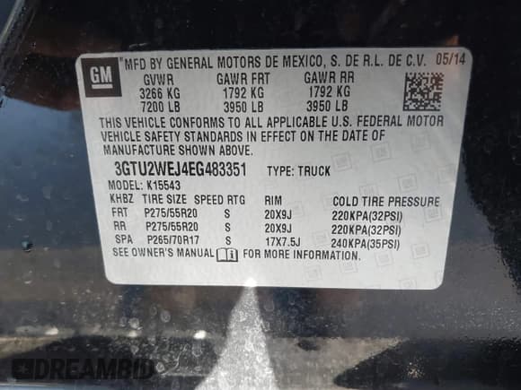 ✅ 2014 GMC Sierra 1500 Denali • VIN: 3GTU2WEJ4EG483351 • Lot: 43632845. Listed on IAAI with 154,614 mi. Free auction sales archive from the USA and detailed vehicle history report at DreamBid. Image 9.