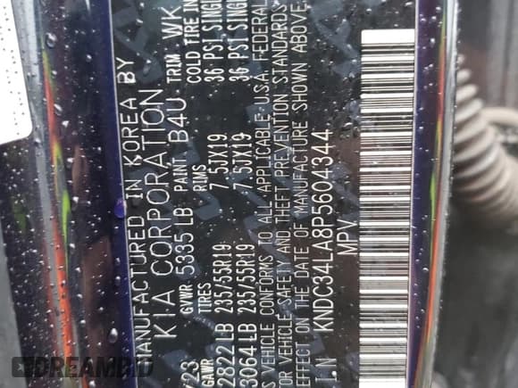 ✅ 2023 Kia EV6 Wind • VIN: KNDC34LA8P5604344 • Lot: 86066265. Listed on Copart with Not provided. Free auction sales archive from the USA and detailed vehicle history report at DreamBid. Image 12.