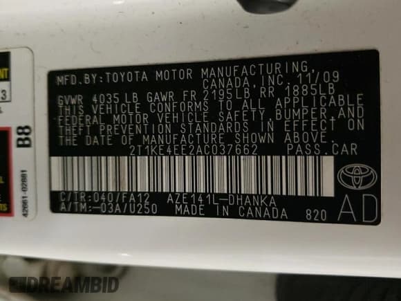 ✅ 2010 Toyota Matrix S • VIN: 2T1KE4EE2AC037662 • Lot: 54977015. Wystawiony na Copart z przebiegiem 163 187 mil. Bezpłatny archiwum sprzedaży aukcyjnych z USA i szczegółowy raport historii pojazdu na DreamBid. Zdjęcie 13.