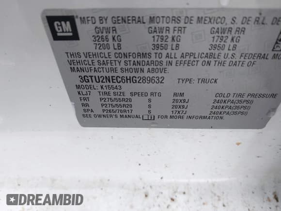✅ 2017 GMC Sierra 1500 SLT • VIN: 3GTU2NEC6HG289632 • Lot: 43549006. Wystawiony na IAAI z przebiegiem 68 081 mil. Bezpłatny archiwum sprzedaży aukcyjnych z USA i szczegółowy raport historii pojazdu na DreamBid. Zdjęcie 9.