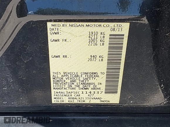 ✅ 2014 Nissan Altima SL • VIN: 1N4AL3AP5EC114337 • Lot: 42492618. Wystawiony na IAAI z przebiegiem 121 255 mil. Bezpłatny archiwum sprzedaży aukcyjnych z USA i szczegółowy raport historii pojazdu na DreamBid. Zdjęcie 9.