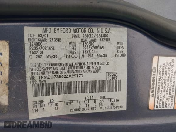 ✅ 2002 Ford Explorer XLT • VIN: 1FMZU73E62ZA22171 • Лот: 42600040. Опубликован ранее на IAAI с пробегом 176 134 миль. Бесплатный доступ к архиву аукционных продаж из США и подробный отчёт об истории автомобиля на DreamBid. Изображение 9.