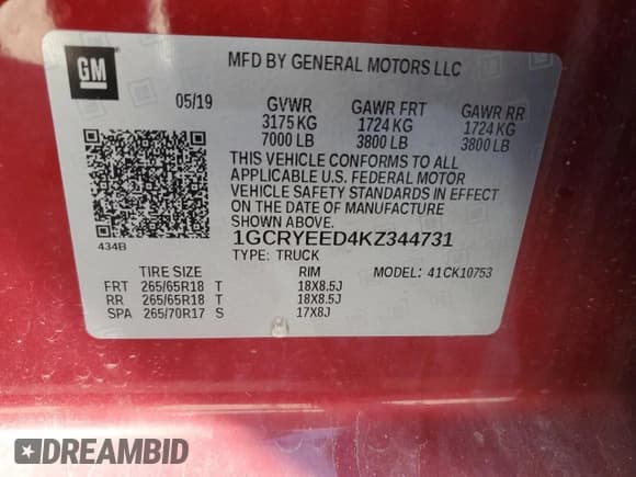 ✅ 2019 Chevrolet Silverado 1500 RST • VIN: 1GCRYEED4KZ344731 • Лот: 70088505. Опубликован ранее на Copart с пробегом 49 759 миль. Бесплатный доступ к архиву аукционных продаж из США и подробный отчёт об истории автомобиля на DreamBid. Изображение 12.