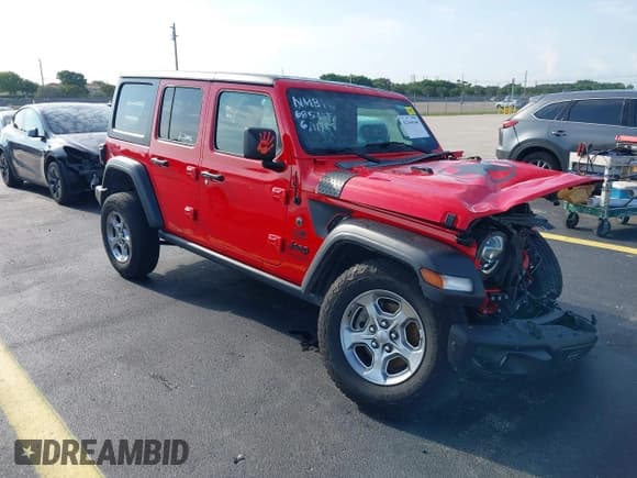 ✅ 2021 Jeep Wrangler Unlimited Sport S • VIN: 1C4HJXDN6MW685705 • Лот: 42344146. Опубликован ранее на IAAI с пробегом 53 859 миль. Бесплатный доступ к архиву аукционных продаж из США и подробный отчёт об истории автомобиля на DreamBid. Изображение 1.