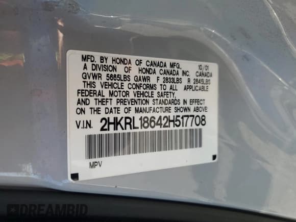 ✅ 2002 Honda Odyssey EX • VIN: 2HKRL18642H517708 • Lot: 67082345. Listed on Copart with 225,156 mi. Free auction sales archive from the USA and detailed vehicle history report at DreamBid. Image 13.