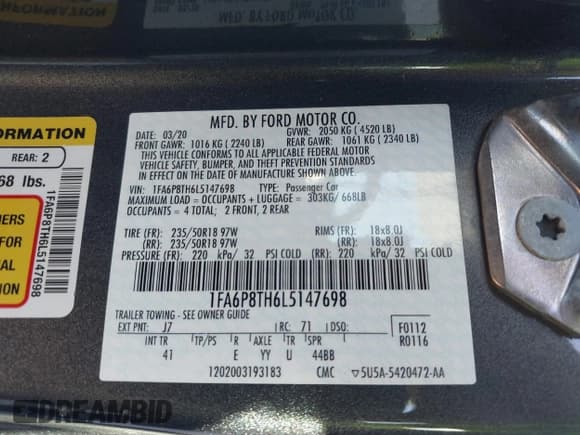 ✅ 2020 Ford Mustang EcoBoost Premium • VIN: 1FA6P8TH6L5147698 • Lot: 43534509. Listed on IAAI with 54,948 mi. Free auction sales archive from the USA and detailed vehicle history report at DreamBid. Image 9.