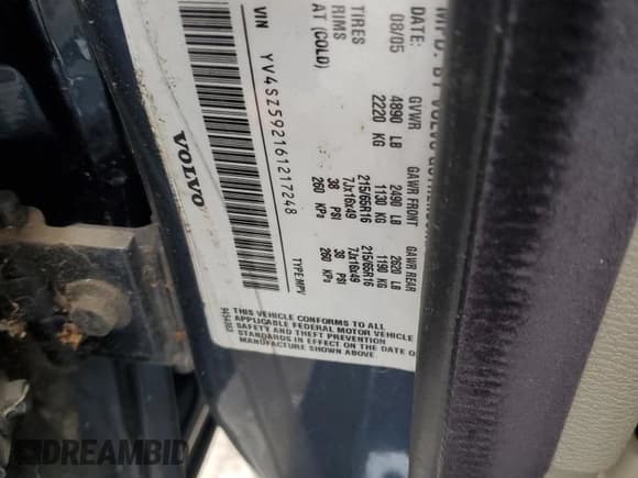 ✅ 2006 Volvo XC70 • VIN: YV4SZ592161217248 • Lot: 67565855. Listed on Copart with 138,745 mi. Free auction sales archive from the USA and detailed vehicle history report at DreamBid. Image 13.